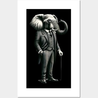 Dapper Elephant Wearing A Three-Piece Suit Posters and Art